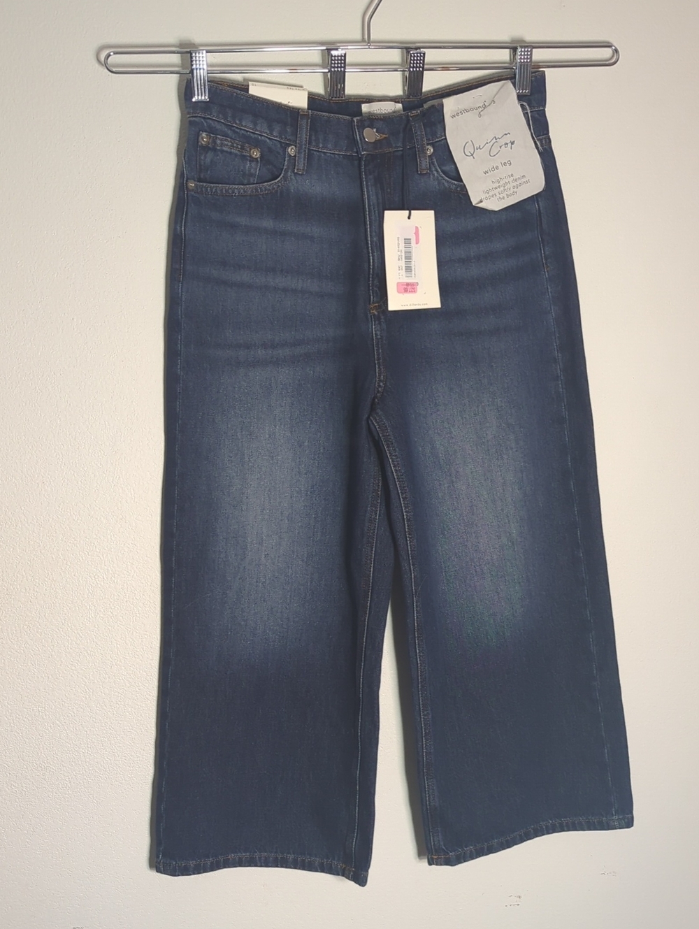 Westbound Womens Cropped Jeans Quinn Wide Leg NWT High Rise Classic Dark Size 10